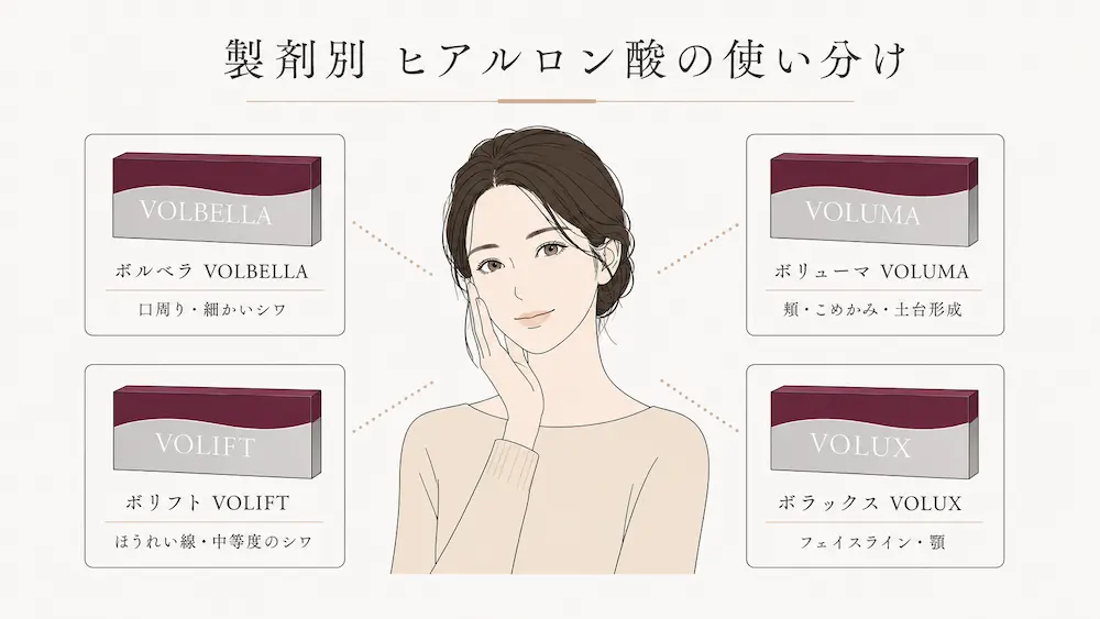 製剤別ヒアルロン酸の使い分け