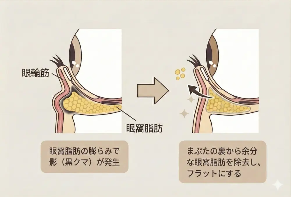 裏ハムラ法（経結膜的眼窩脂肪移動術）